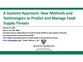 Bruce Lee · A Systems Approach: New Methods and Technologies to Predict and Manage Food Supply Threats