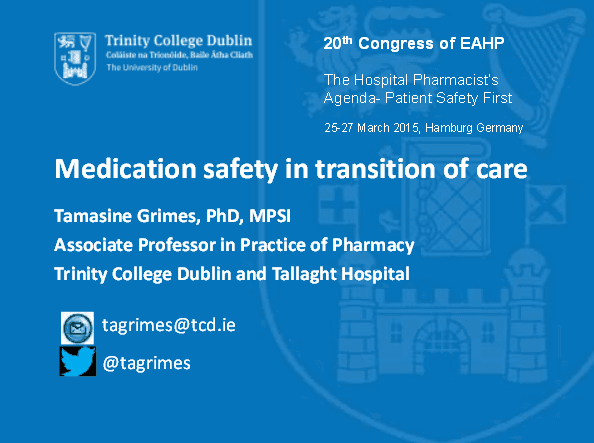 Tamasine Grimes · Medication safety in transitions of care