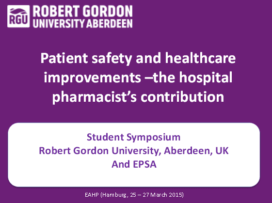 Antonella Tonna · Patient safety and healthcare improvements - the hospital pharmacist's contribution - Discussion 1