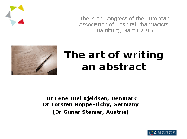 T. Hoppe-Tichy, L. J. Kjeldsen · The art of writing an abstract