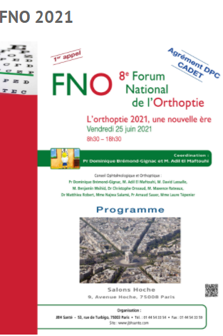 9e Edition du Forum National de l'Orthoptie FNO 2021