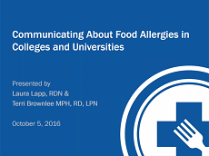 Communicating About Food Allergens in Colleges and Universities Communicating About Food Allergens in Colleges and Universities